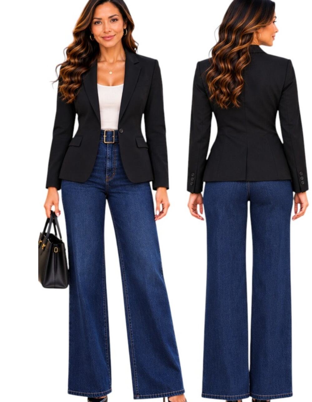 Express Women's Black Single-Button Tailored Blazer Size 12